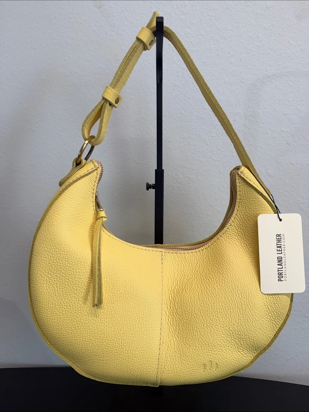 Portland Leather | “Butter Bliss” Large Nora Crescent Pebbled Shoulder Bag